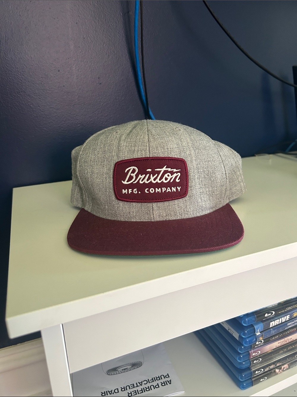 Brixton Heather Gray and Burgundy Patch Snapback Hat